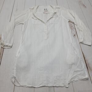 Pete & Greta Johnny Was 100% linen popover top sheer tunic overlay